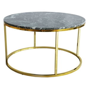 Zelený mramorový konferenční stolek s podnožím ve zlaté barvě RGE Accent, ⌀ 85 cm