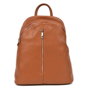 Hnědý kožený batoh Carla Ferreri, 37 x 32 cm
