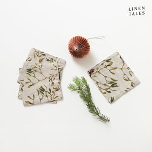 Podtácky s vánočním motivem v přírodní barvě v sadě 4 ks – Linen Tales