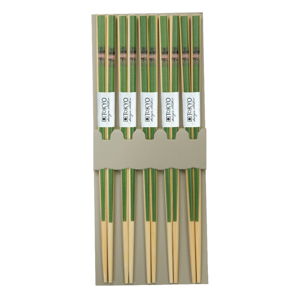 Sada 5 zelených bambusových párů hůlek Tokyo Design Studio