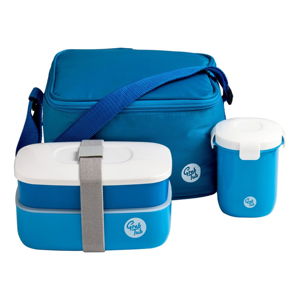 Set tmavě modrého svačinového boxu a tašky Premier Housewares Grub Tub, 21 x 13 cm