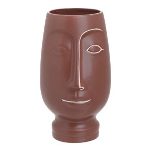 Cihlově červená keramická váza InArt Face, výška 26 cm