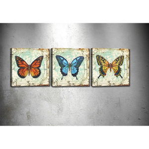 Sada 3 obrazů Tablo Center Butterflies