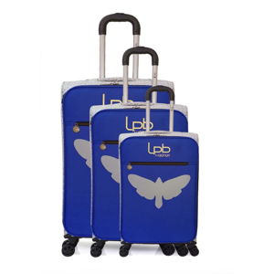 Sada 3 modrých skořepinových zavazadel na 4 kolečkách LPB Clara