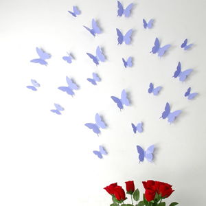 Sada 12 fialových 3D samolepek Ambiance Butterflies