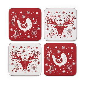Sada 4 vánočních podtácků Cooksmart ® A Nordic Christmas, 10 x 10 cm