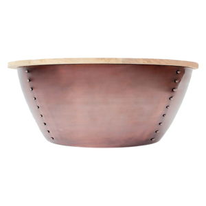 Příruční stolek v měděné barvě s deskou z mangového dřeva LABEL51 Indi, Ø 38 cm