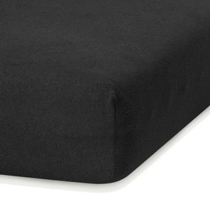 Černé elastické prostěradlo s vysokým podílem bavlny AmeliaHome Ruby, 200 x 80-90 cm