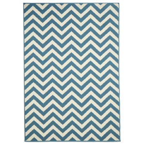 Světle modrý venkovní koberec Floorita Waves, 133 x 190 cm
