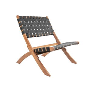 Černá židle z akáciového dřeva s nylonovým potahem Leitmotiv Weave