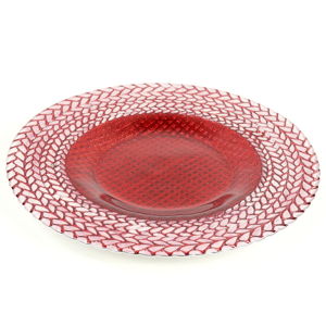 Červený skleněný talíř Unimasa Festive, ø 33 cm