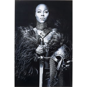 Zasklený černobílý obraz Kare Design Lady Knight, 150 x 100 cm