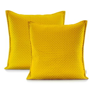 Žlutý povlak na polštář DecoKing Carmen, 45 x 45 cm