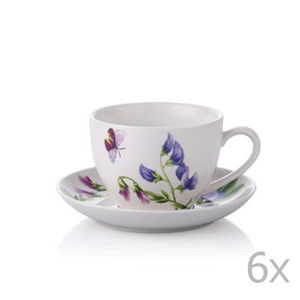 Sada 6 porcelánových hrnků na čaj s podšálky Rodianos