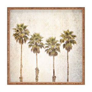 Dřevěný dekorativní servírovací tác Palm Trees, 40 x 40 cm