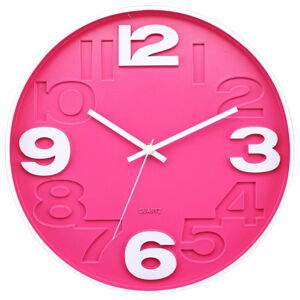Růžové nástěnné hodiny Postershop Matt, ø 30 cm