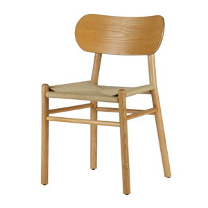 Přírodní jídelní židle z gumovníkového dřeva s ratanovým sedákem BePureHome Jointly