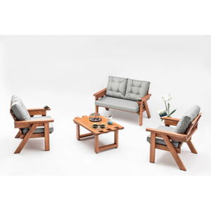 Šedý/přírodní zahradní lounge set z borovicového dřeva pro 4 Abant – Floriane Garden