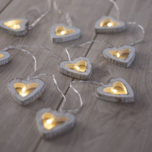LED světelný řetěz ve tvaru srdíček DecoKing Heart, 10 světýlek, délka 1,65 m