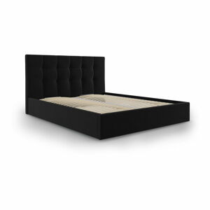 Černá sametová dvoulůžková postel Mazzini Beds Nerin, 180 x 200 cm