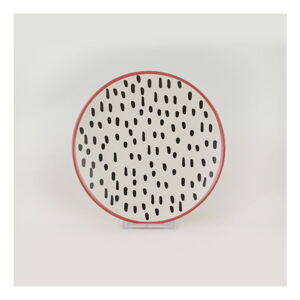Sada 6 keramických dezertních talířů My Ceramic Brush Dots, 20 cm