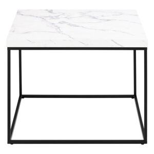 Bílý konferenční stolek s deskou v dekoru mramoru 60x60 cm Barossa – Actona