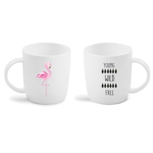 Hrnek z kostního porcelánu Vialli Design Wild Flamingo, 370 ml