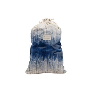 Látkový vak na prádlo s příměsí lnu Linen Couture Bag Blue Hippy, výška 75 cm