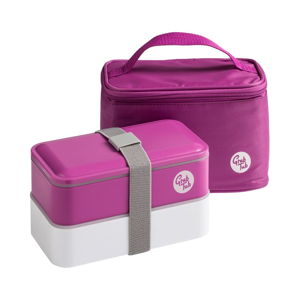 Set tmavě růžového svačinového boxu a tašky Premier Housewares Grub Tub, 21 x 13 cm