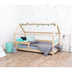 Přírodní dětská postel s bočnicí ze smrkového dřeva Benlemi Tery, 80 x 190 cm