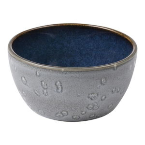 Šedá kameninová miska s vnitřní glazurou v tmavě modré barvě Bitz Mensa, průměr 10 cm