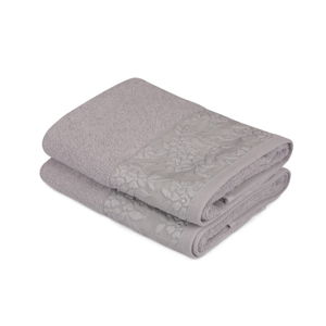 Sada 2 šedých ručníků z čisté bavlny, 50 x 90 cm