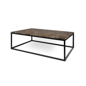 Hnědý mramorový konferenční stolek s černými nohami TemaHome Prairie, 75 x 32 cm