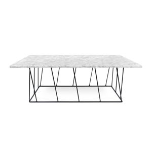 Bílý mramorový konferenční stolek s černými nohami TemaHome Helix, 75 x 120 cm
