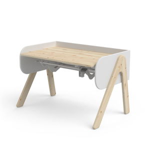 Bílo-hnědý psací stůl z borovicového dřeva s nastavitelnou výškou Flexa Woody