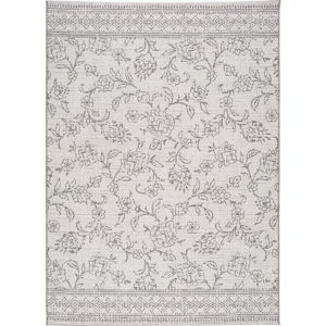 Šedý venkovní koberec Universal Weave Floral, 77 x 150 cm