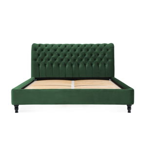 Zelená postel z bukového dřeva s černými nohami Vivonita Allon, 140 x 200 cm