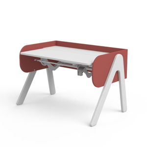 Červeno-bílý psací stůl z borovicového dřeva s nastavitelnou výškou Flexa Woody