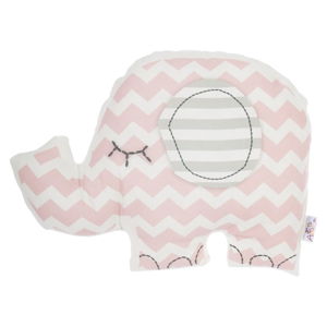 Růžový dětský polštářek s příměsí bavlny Apolena Pillow Toy Elephant, 34 x 24 cm