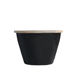 Černý příruční stolek s deskou z mangového dřeva LABEL51 Indi, ⌀ 46 cm