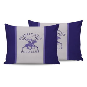 Sada 2 bavlněných povlaků na polštářky Polo Club Purple, 50 x 70 cm