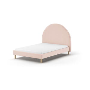 Růžová čalouněná jednolůžková postel s roštem 140x200 cm MOON – Vipack