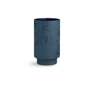Tmavě modrá kameninová váza Kähler Design Kabell, výška 19 cm
