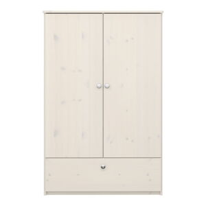 Bílá dětská šatní skříň z borovicového dřeva 80x123 cm Memphis - Tvilum