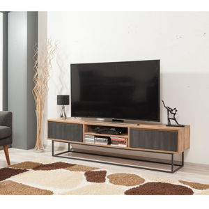 TV stolek s šedými dvířky Industrio, délka 180 cm