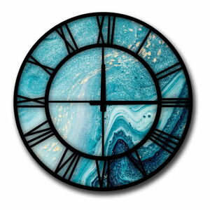 Modré nástěnné hodiny HomeArt Glamour, ø 50 cm