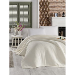 Světle krémový přehoz přes postel s příměsí bavlny Homemania Decor Silvi, 220 x 240 cm