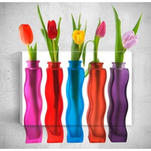 Nástěnný 3D obraz Mosticx Bottles With Flowers, 40 x 60 cm