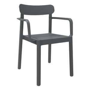 Sada 4 tmavě šedých zahradních židlí s područkami Resol Elba