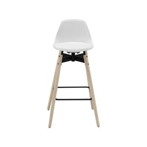 Bílá barová židle s podnožím z dubového dřeva Actona Zenta